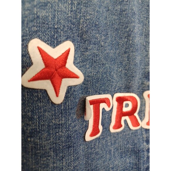 Vtg Carols Denims Button Vest Stars Trish TS Patriotic Denim XL Destroyed - Picture 7 of 12